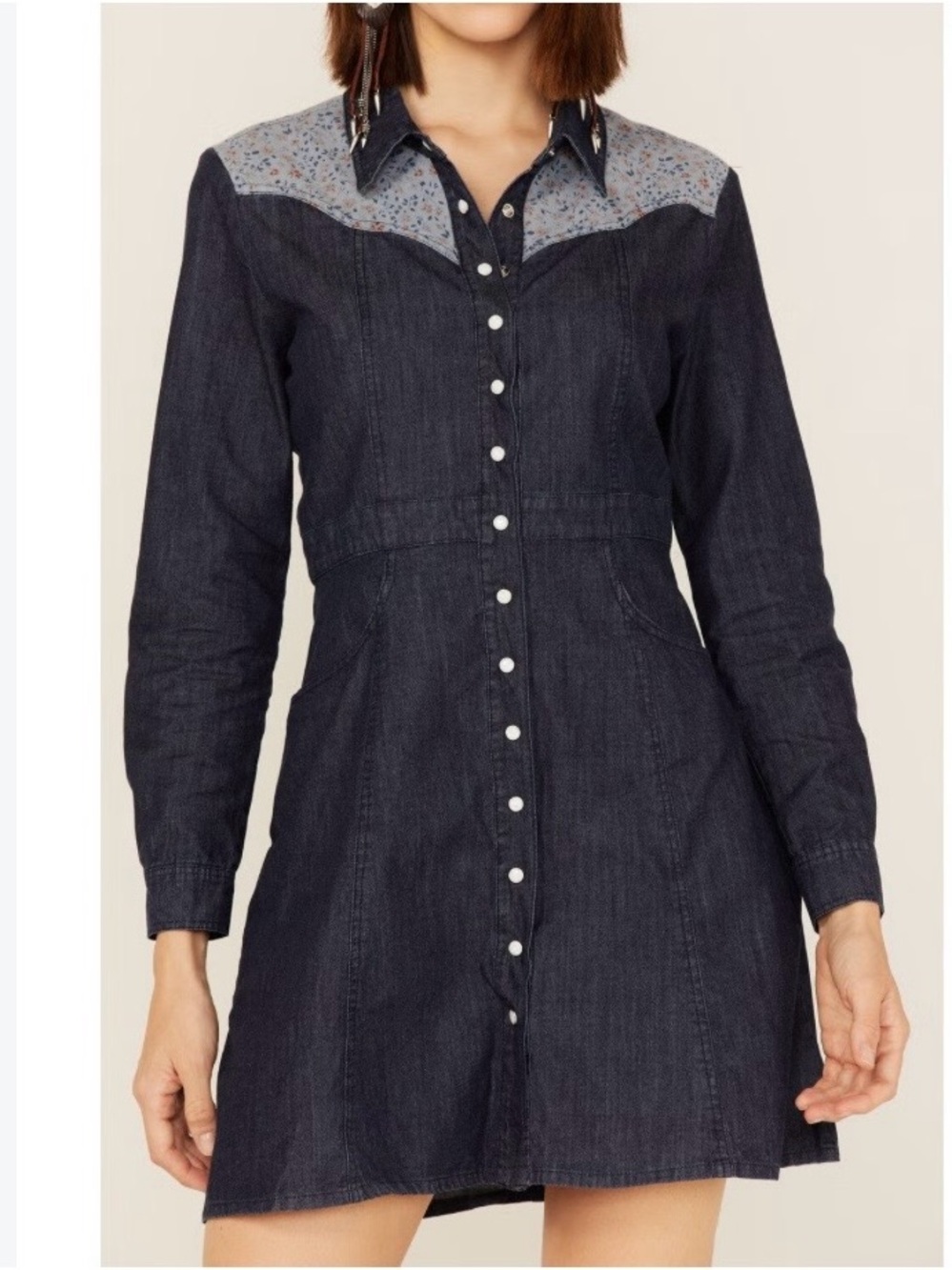 NWT Maggie Sweet Remedios Denim Western Mini Dress Floral Yoke size XL